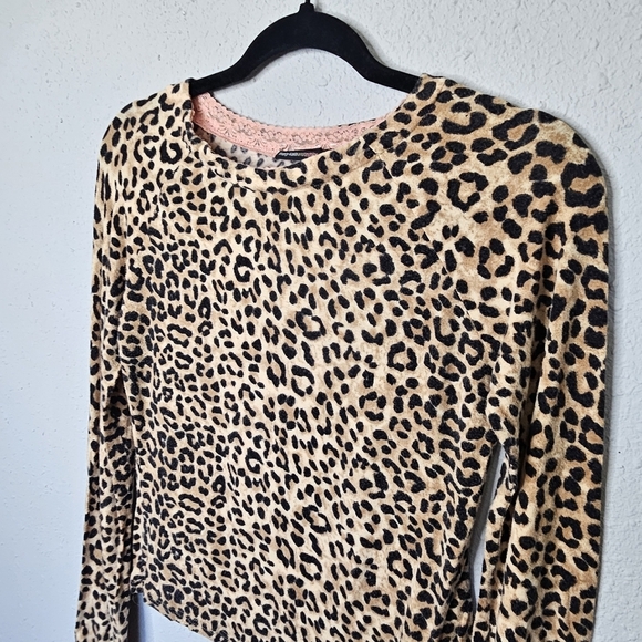 Mary Kate and Ashley Top Juniors Youth XL 14-16 Leopard Brown Tan Stretchy Soft - Picture 4 of 8